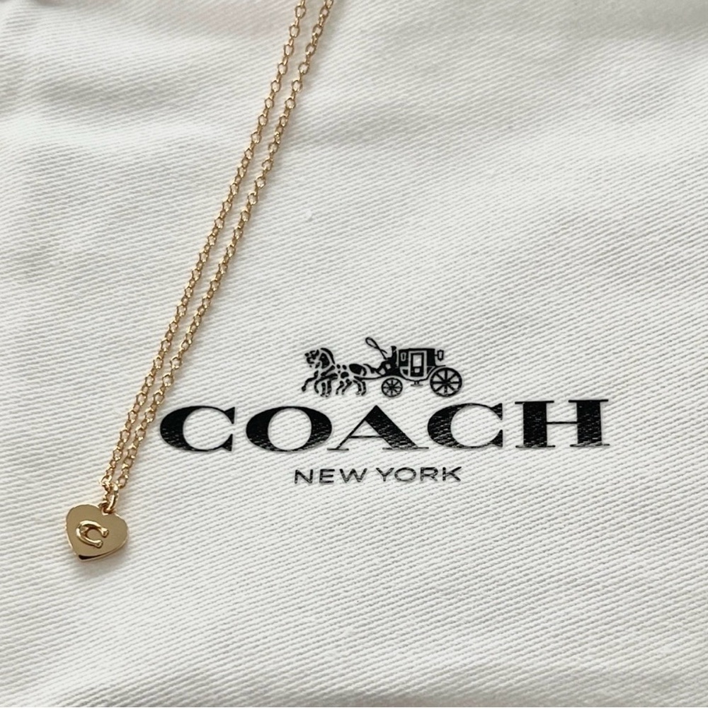 Coach Gold Necklace Heart Shaped Pendant - NEW